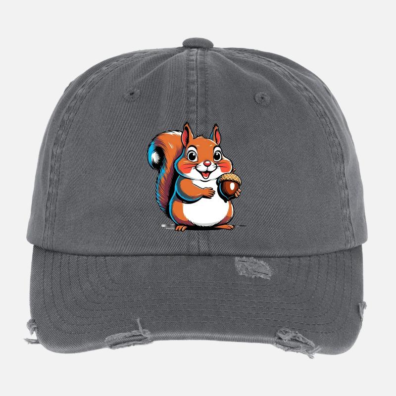 Mignon imprimé écureuil avec gland Casquette vintage effet usé Flexfit