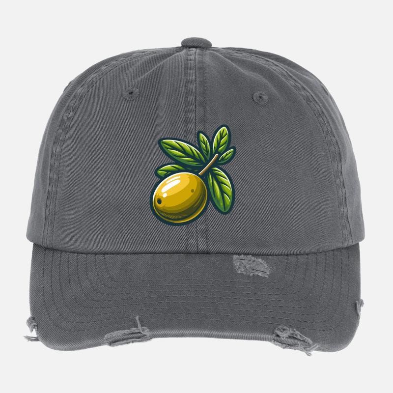 Abbildung: Grüne Oliven Flexfit Vintage Destroyed Cap