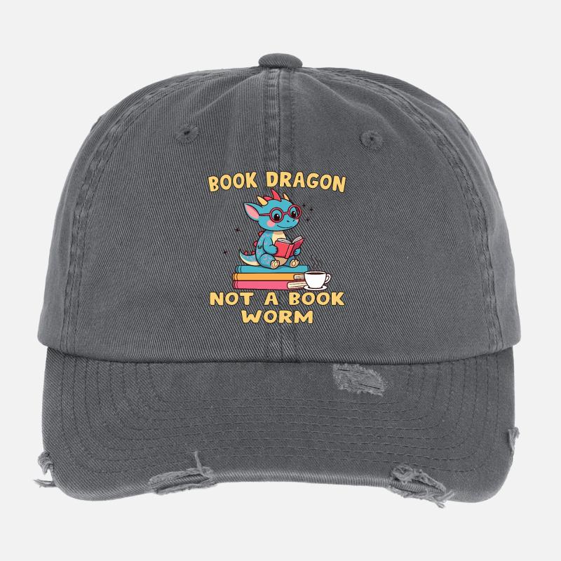 Drache Bibliophile Eule Flexfit Vintage Destroyed Cap