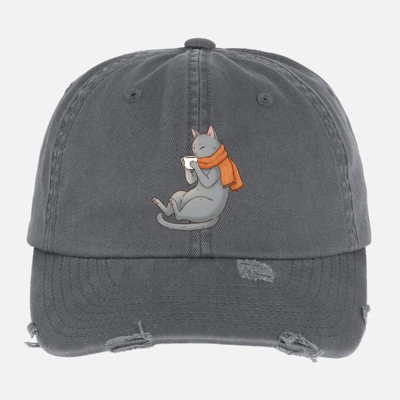 Coffee Cat Flexfit Vintage Destroyed Cap