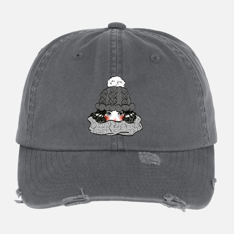 Fille en hiver - Casquette vintage effet usé Flexfit - charbon