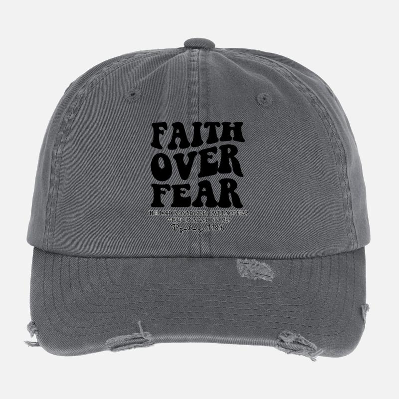 La foi plutôt que la peur Psaume 118:6 Casquette vintage effet usé Flexfit