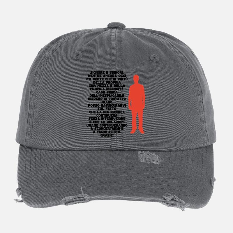 Rote menschliche Figur auf schwarzem Hintergrund Flexfit Vintage Destroyed Cap