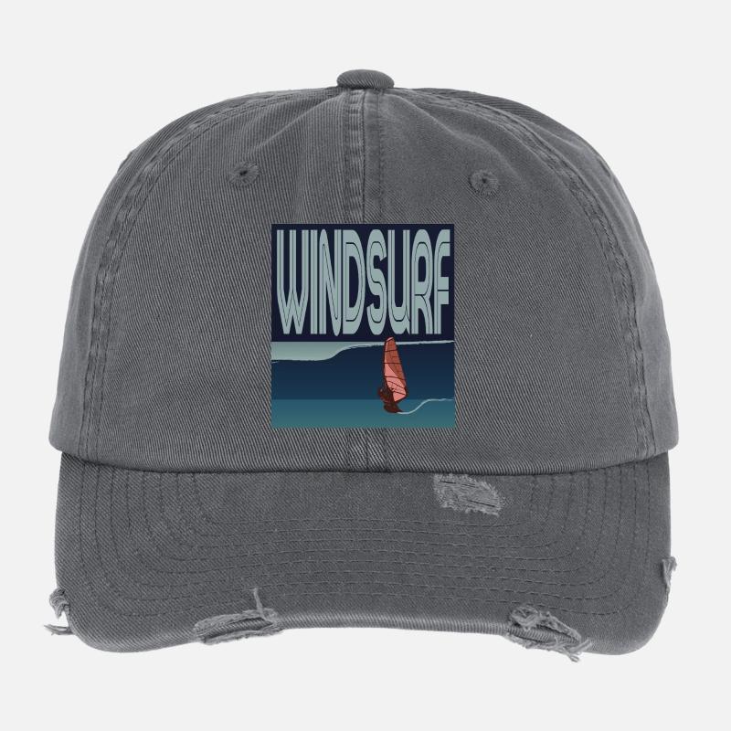 Windsurfer in wave Flexfit Vintage Destroyed Cap