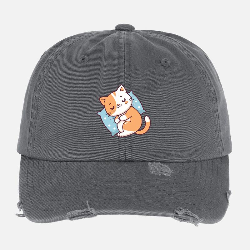Cozy Kitten Resting Flexfit Vintage Destroyed Cap