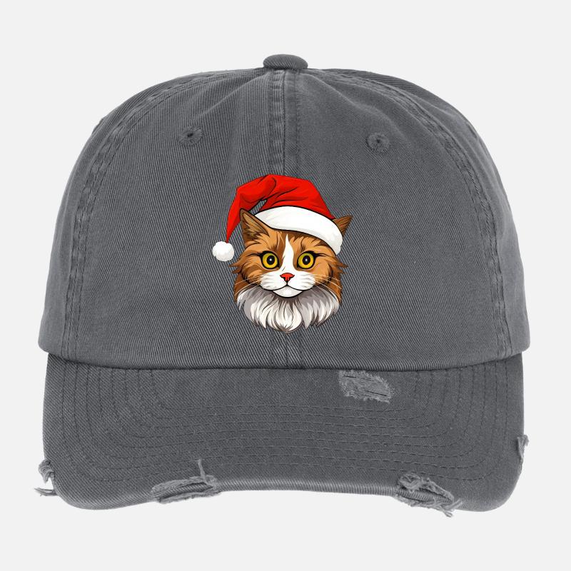 Cat Christmas Flexfit Vintage Destroyed Cap