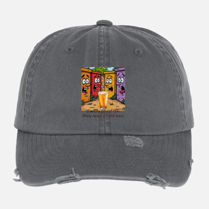 If walls could talk cold beer Flexfit Vintage Destroyed Cap