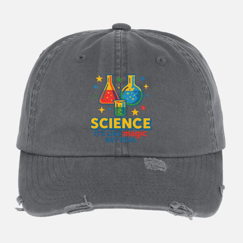 Science It's Like Magic But Real Flexfit Vintage Destroyed Cap