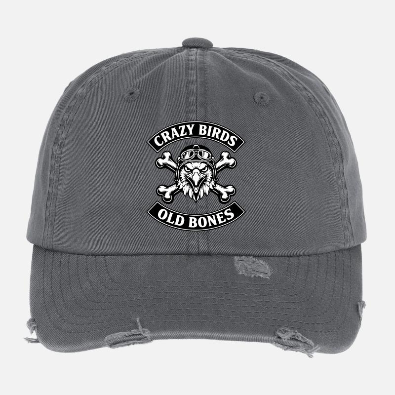 Oiseaux Fous - Old Bones - Casquette vintage effet usé Flexfit - charbon