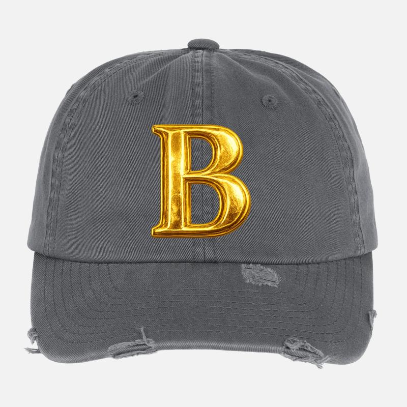 Gold 'B' Monogram Flexfit Vintage Destroyed Cap