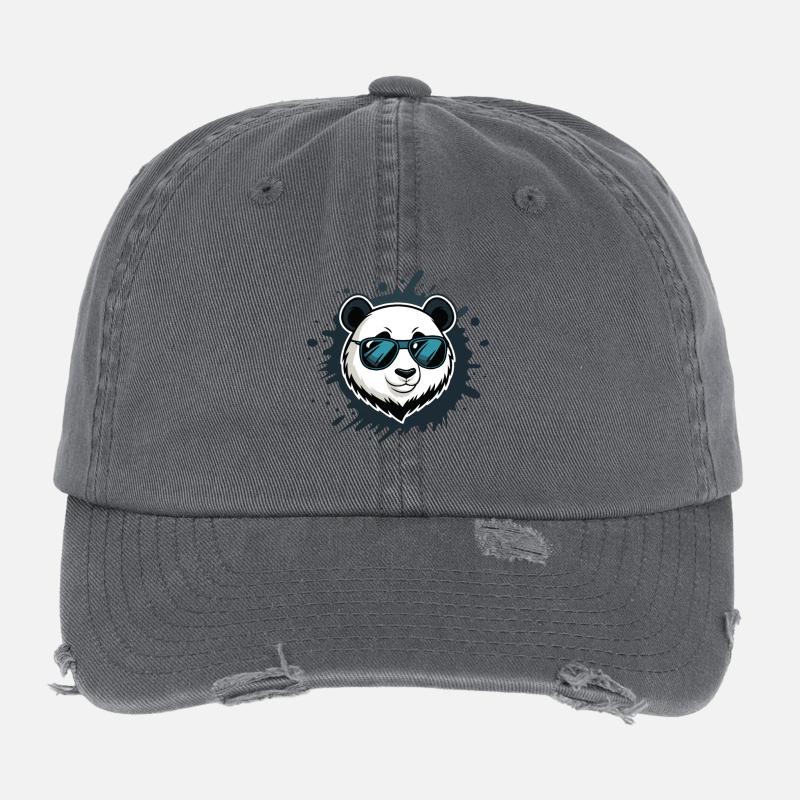 Panda Blue Graffiti-Brille Flexfit Vintage Destroyed Cap