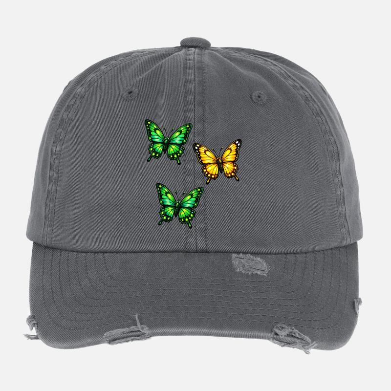 Papillons néon Casquette vintage effet usé Flexfit