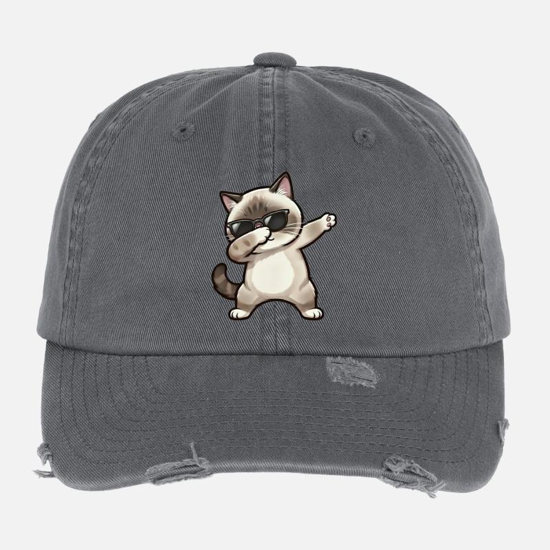 Dabbing Ragdoll Katze Flexfit Vintage Destroyed Cap