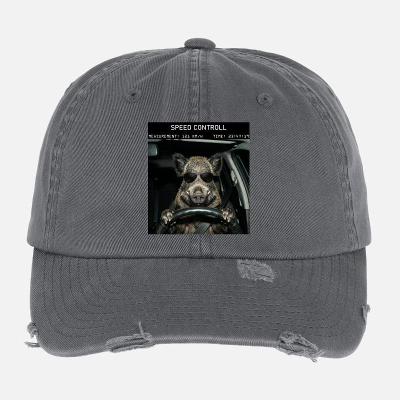 Wildschwein Geschwindikeit Kontrolle Flexfit Vintage Destroyed Cap