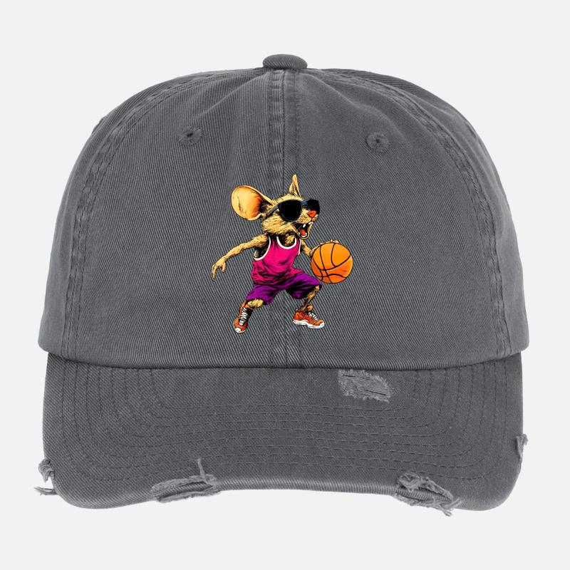 Basketball Mouse Flexfit Vintage Destroyed Cap