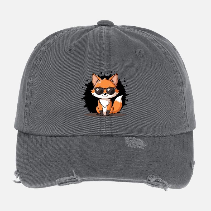 Chic Fox Black Glasses Flexfit Vintage Destroyed Cap