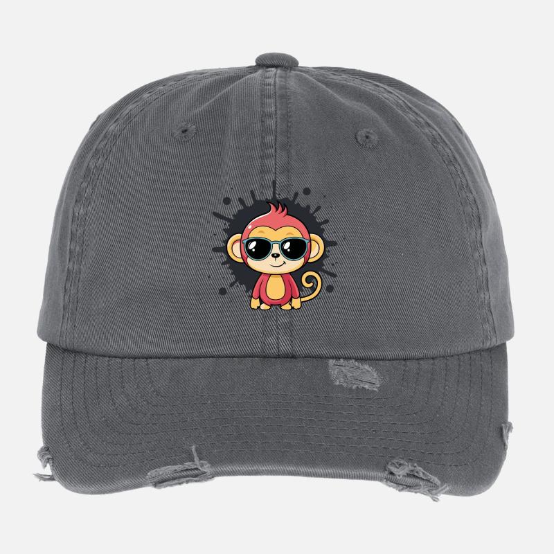 Monkey Chic Splash schwarze Brille Flexfit Vintage Destroyed Cap