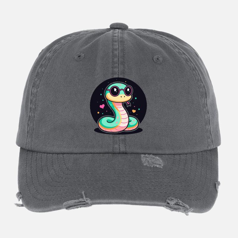 Pastel snake pop glasses Flexfit Vintage Destroyed Cap