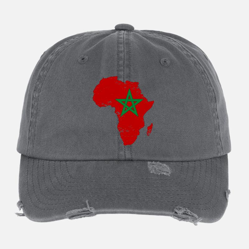 Pavillon du Maroc Afrique Casquette vintage effet usé Flexfit