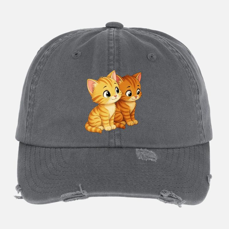 Kätzchen sitzen nebeneiander Flexfit Vintage Destroyed Cap