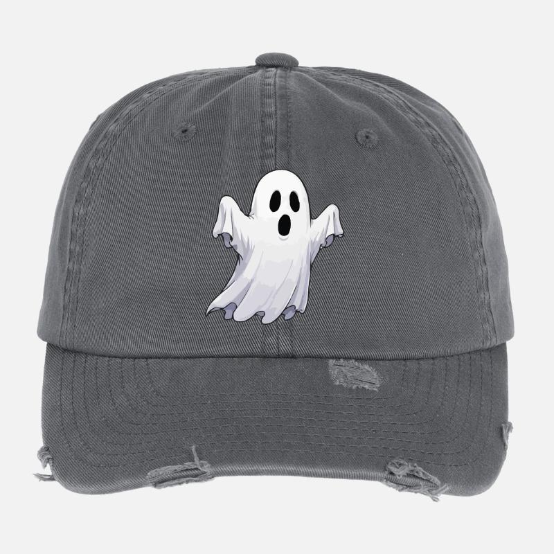 Friendly Haunted Ghost Flexfit Vintage Destroyed Cap