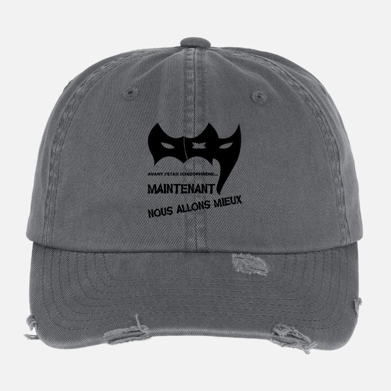 Avant j'étais schizophrène ... Casquette vintage effet usé Flexfit
