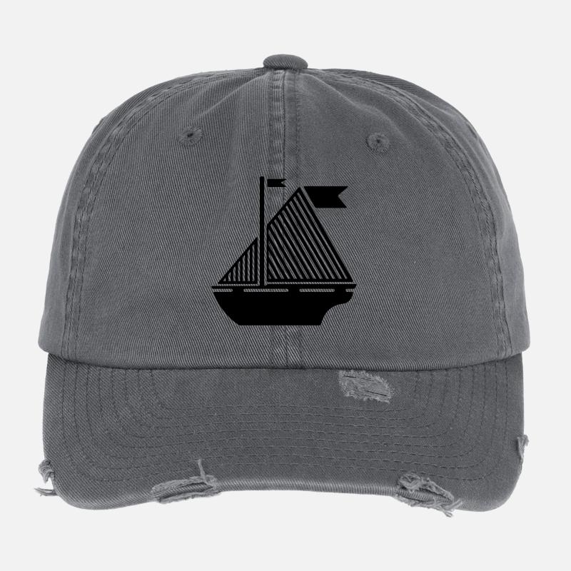 Illustration bateau - Casquette vintage effet usé Flexfit - charbon