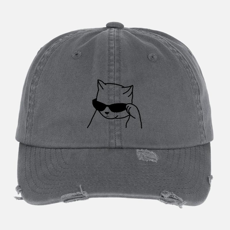 Chat avec des lunettes Casquette vintage effet usé Flexfit