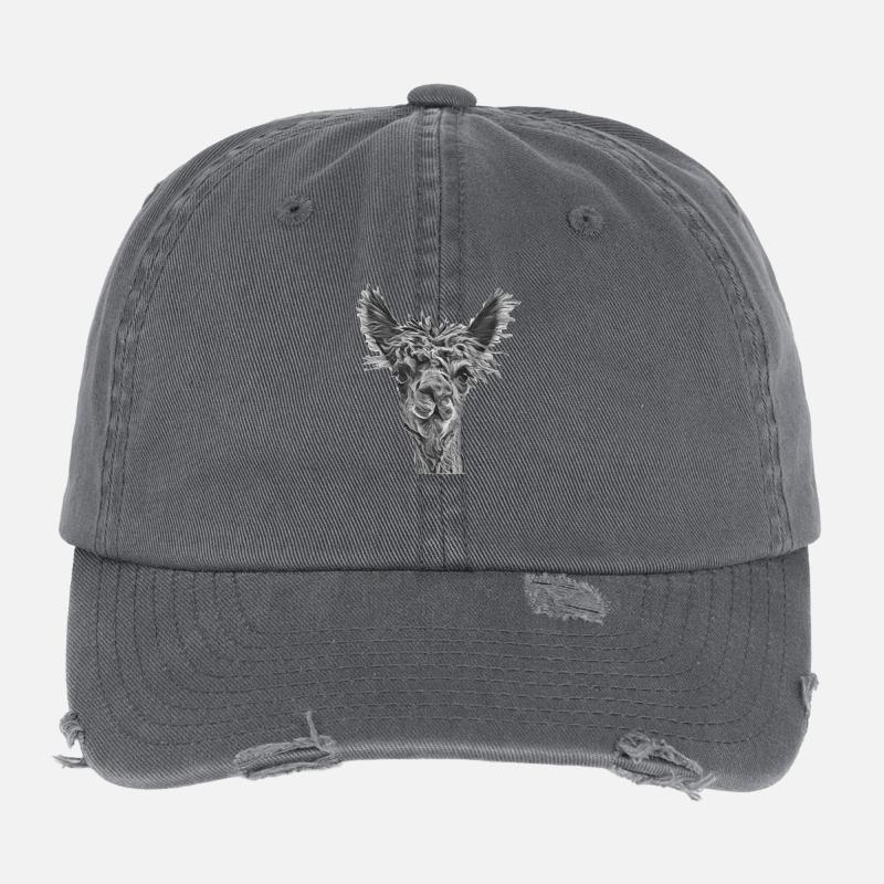 Alpaca Black White Flexfit Vintage Destroyed Cap