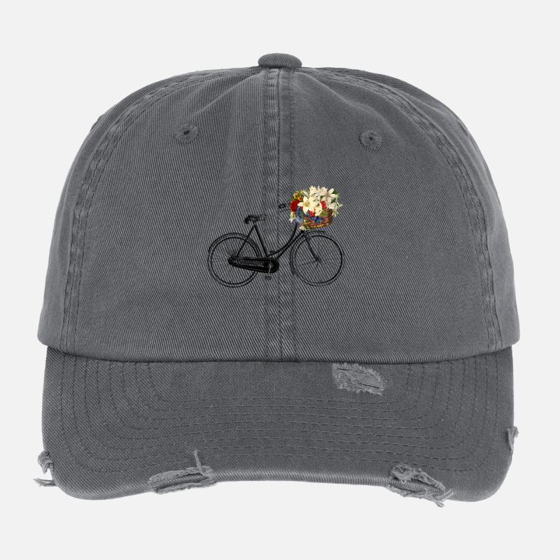 Fahrrad mit Blumen Flexfit Vintage Destroyed Cap