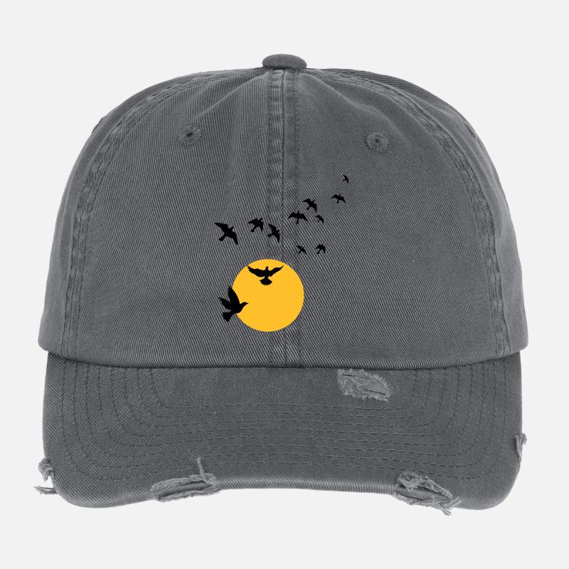 Birds in the sunset Flexfit Vintage Destroyed Cap