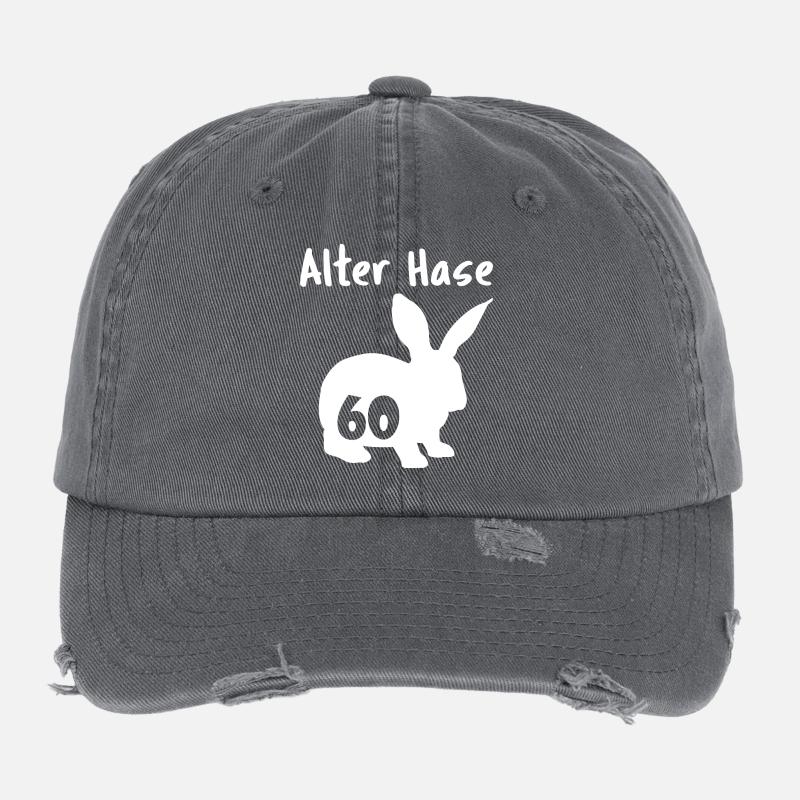 alter Hase 60. Geburtstag Flexfit Vintage Destroyed Cap