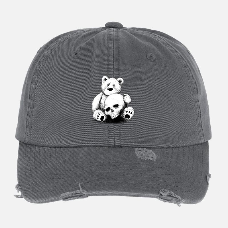 Bär mit Totenkopf Flexfit Vintage Destroyed Cap