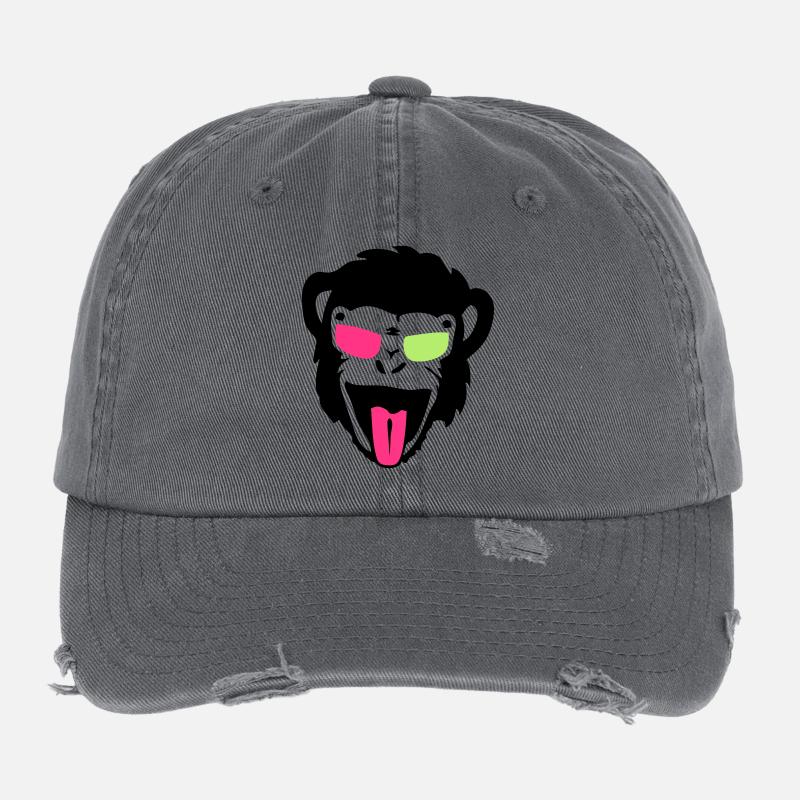 singe gorille monkey tete lunette glass1 Casquette vintage effet usé Flexfit