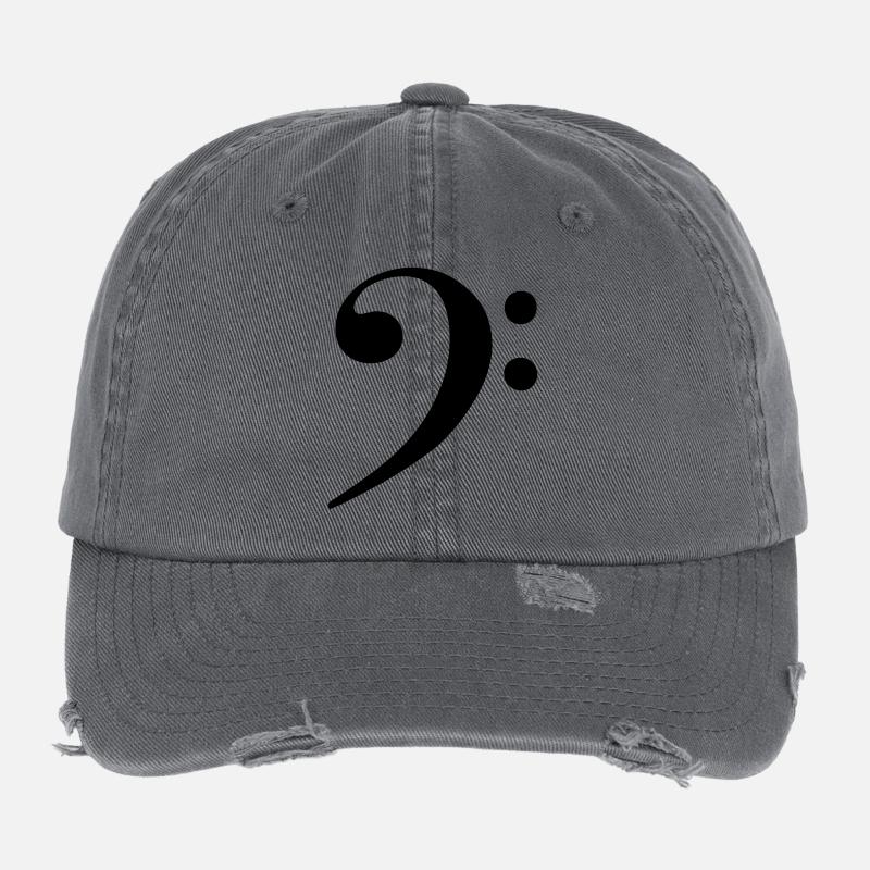 cle de fa note musique Casquette vintage effet usé Flexfit