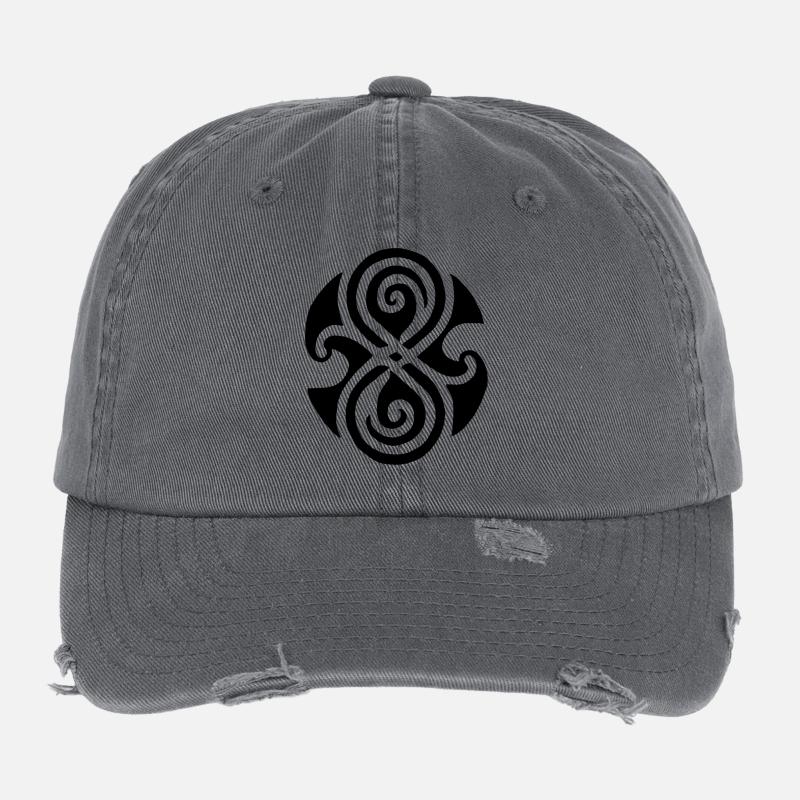 Symbole celte noir Casquette vintage effet usé Flexfit