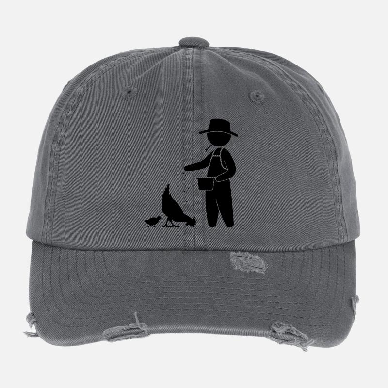 Farmer feeding the chickens Flexfit Vintage Destroyed Cap