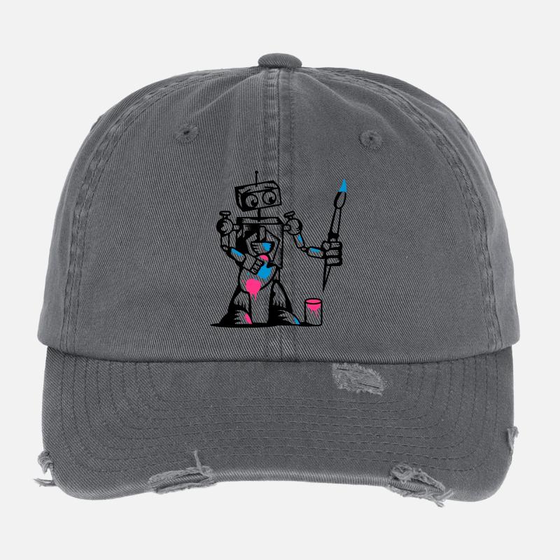 Un robot avec un pinceau Casquette vintage effet usé Flexfit