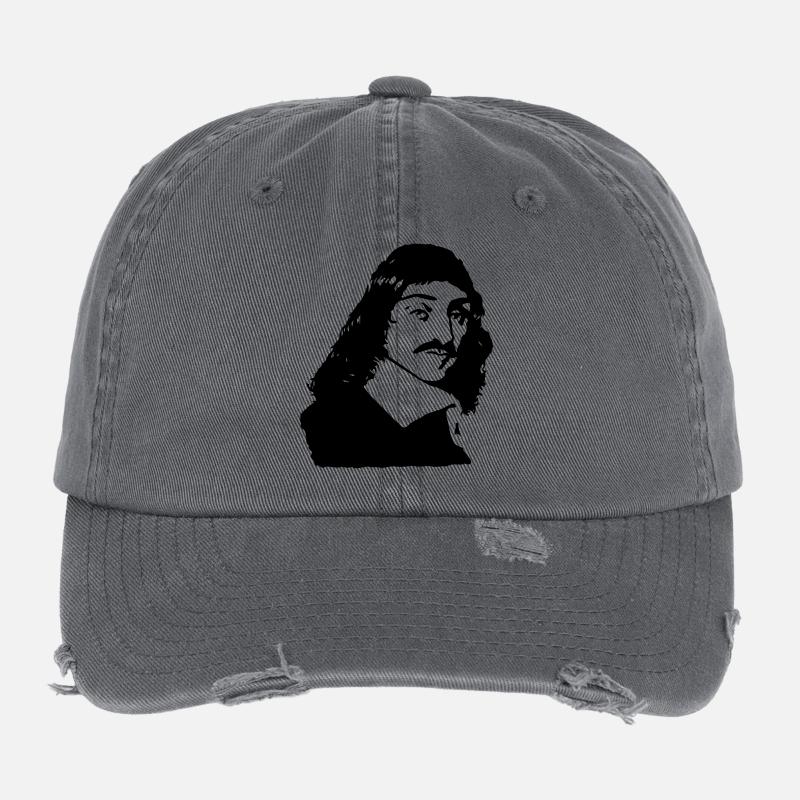 French philosopher Descartes bust drawing Flexfit Vintage Destroyed Cap