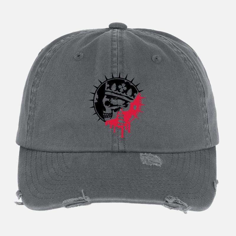 Totenschädel mit Krone Graffiti Patch Flexfit Vintage Destroyed Cap