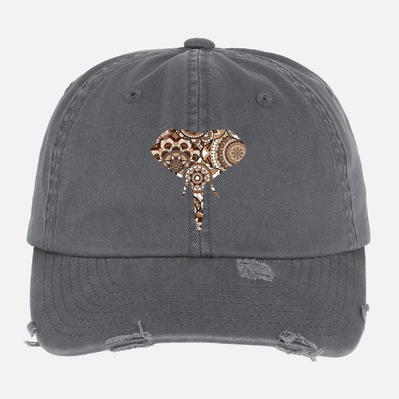 Elephant pattern Flexfit Vintage Destroyed Cap