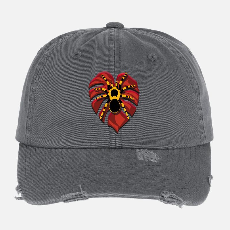 Tarantula | Spider on heart-shaped leaf Flexfit Vintage Destroyed Cap