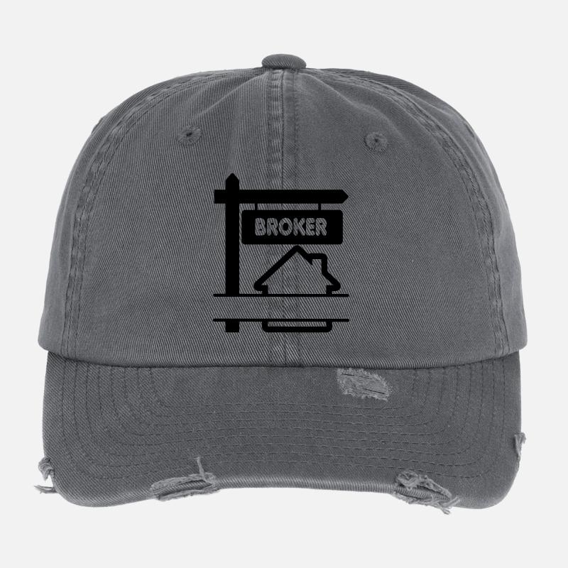 Logo Broker mit Text BROKER Flexfit Vintage Destroyed Cap