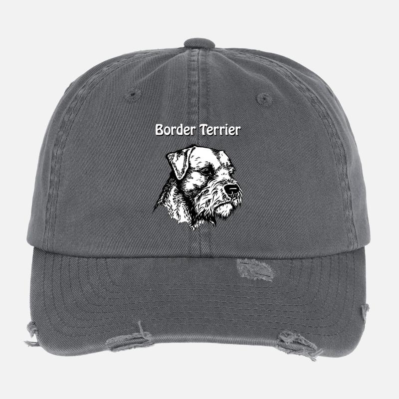 Border Terrier Portrait #2 Flexfit Vintage Destroyed Cap