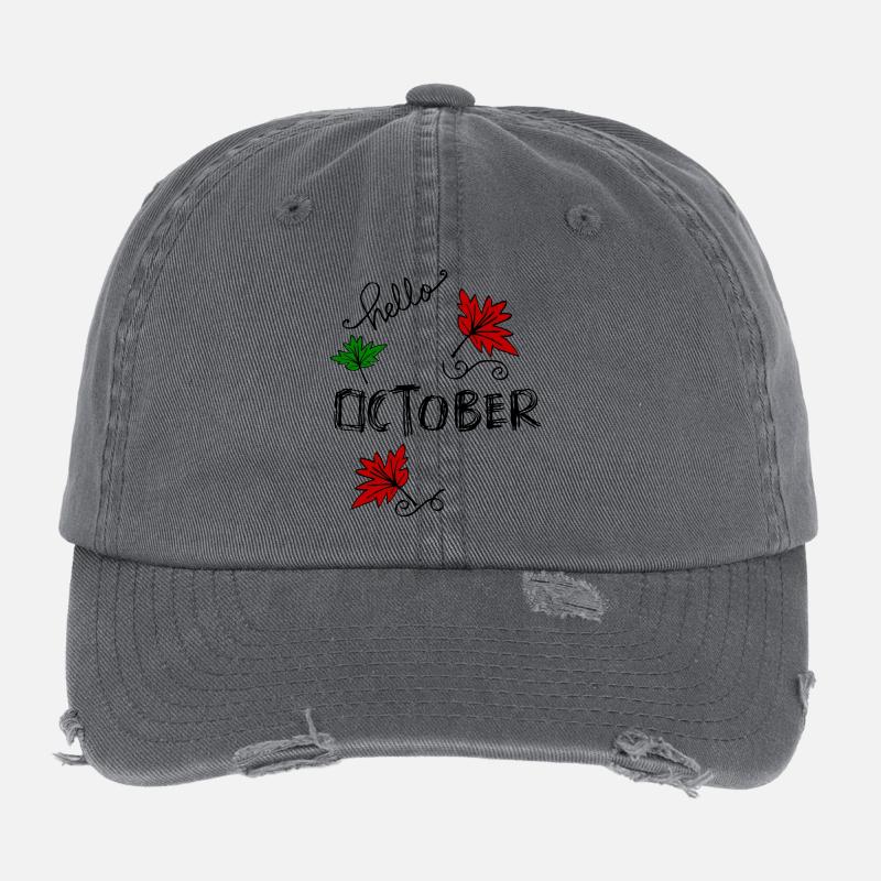 Octobre Automne Casquette vintage effet usé Flexfit
