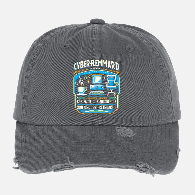 Cyber-Flemmard Rires et Gadgets Numériques Casquette vintage effet usé Flexfit