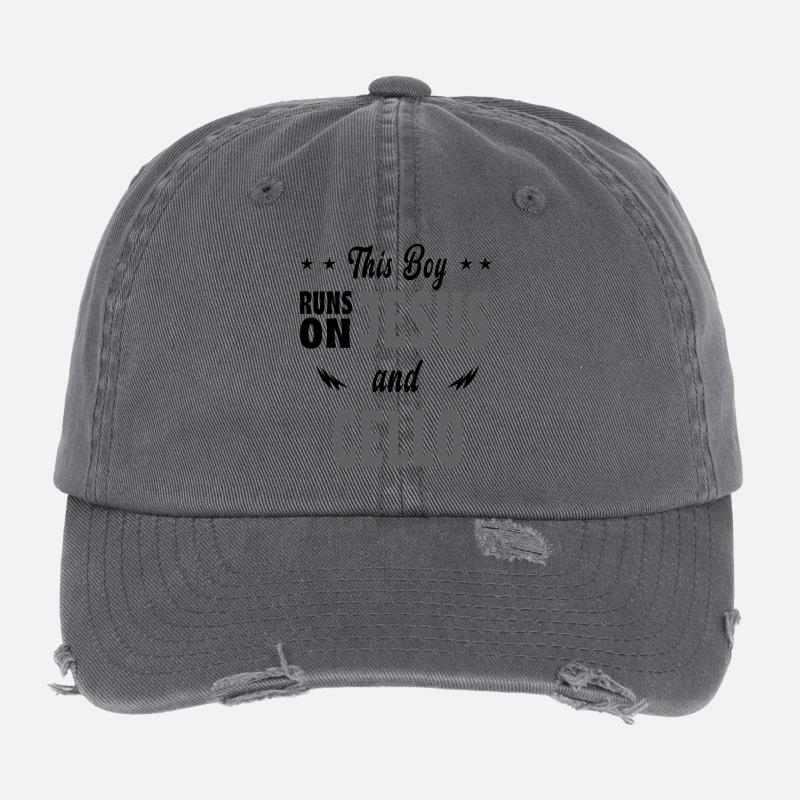 Dieser Junge lebt von Jesus und Cello Flexfit Vintage Destroyed Cap
