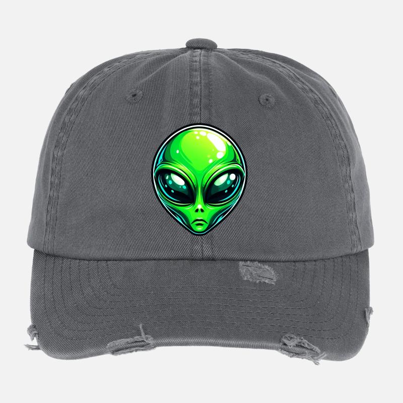 Alien extraterrestre martien Casquette vintage effet usé Flexfit