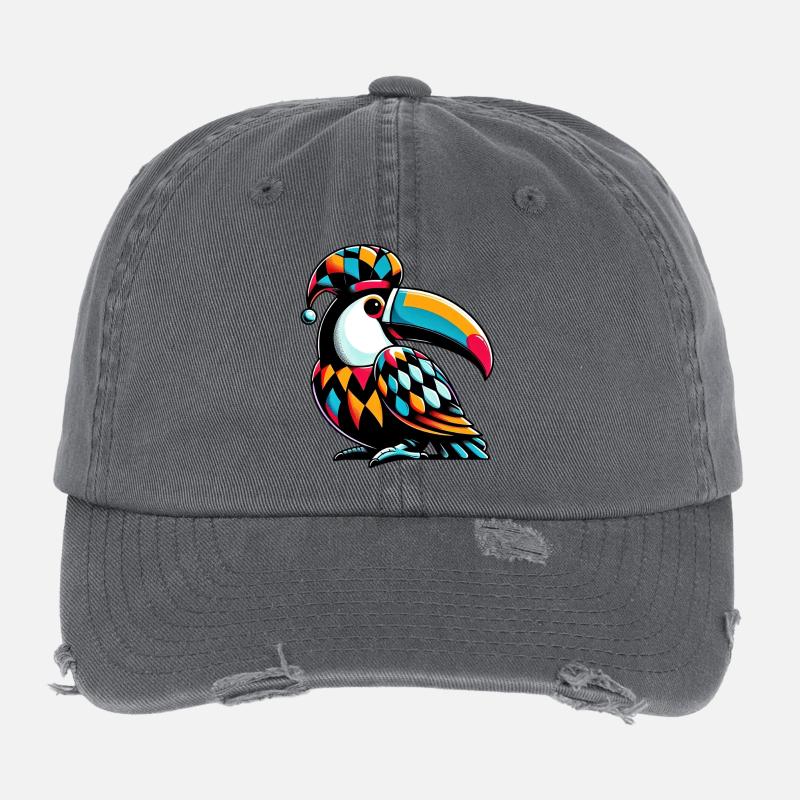 Toucan arlequin Casquette vintage effet usé Flexfit