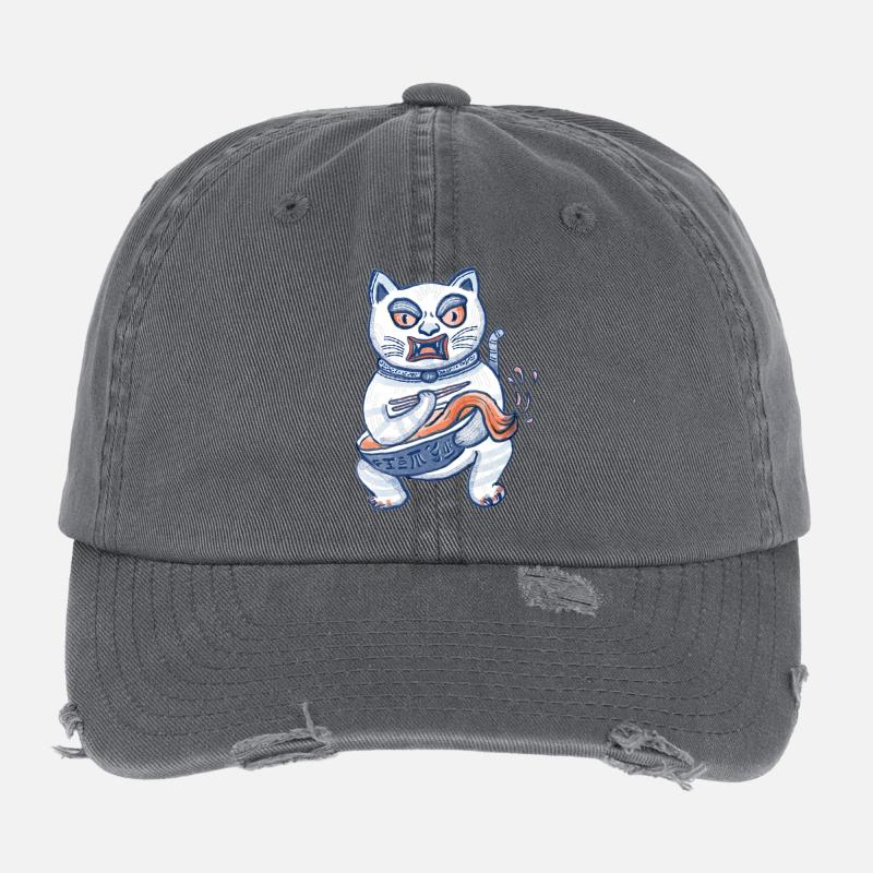 Glückskatze mit Ramen Flexfit Vintage Destroyed Cap